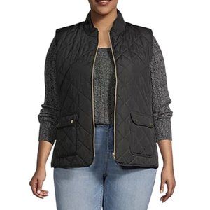 St Johns Bay Women’s Plus Quilted Sleeveless Vest BLACK Size 2X